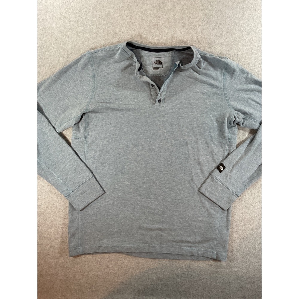 The North Face Mens Henley Shirt Long Sleeve Blue Heather A3MGG L #551